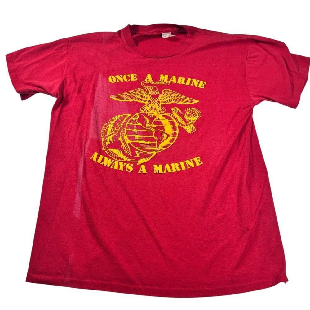 USMC Once A Marine Always A Marine T-Shirt Red XL Made USA Single Stitch